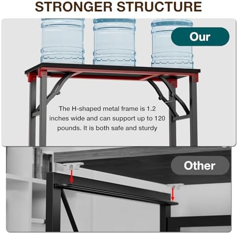 TEMI Small Computer Desk Folding Table - 35.8" Foldable Office Desk, No Assembly, Perfect for Small Spaces in Bedroom, or Apartment, Portable Mini Desk or Study Table Compact Design, Dark Oak - Image 6