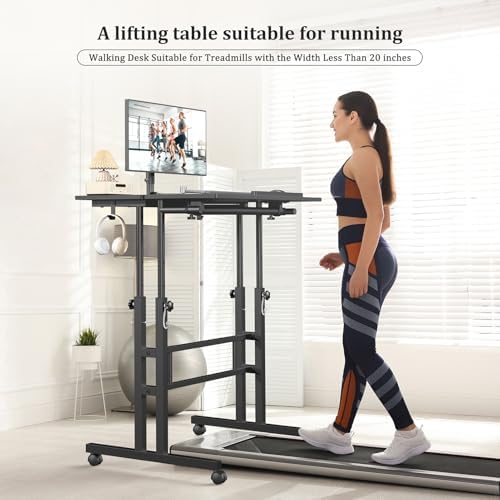 Enayplon Small Standing Desk with Wheels, Mobile Stand Up Desk, Portable Standing Table on Wheels for Walking Pad, Rolling Computer Desk Adjustable Height, Tall Table - Image 7