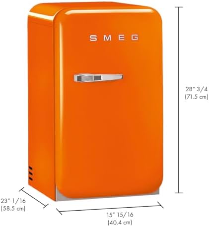 Smeg FAB5 Retro Mini Fridge – 50s Style Compact Small Refrigerator, 1.2 cu ft, Automatic Defrost, LED Lighting, Adjustable Shelves– Made in Italy – Perfect for Home, Dorm, Office, Hotel -Orange - Image 5
