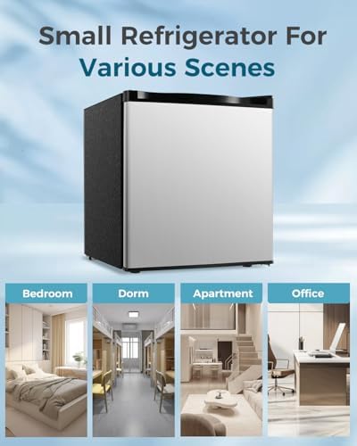 Feelfunn Mini Fridge with Freezer, 1.7 Cu.Ft Small Refrigerator, Silver - Image 7