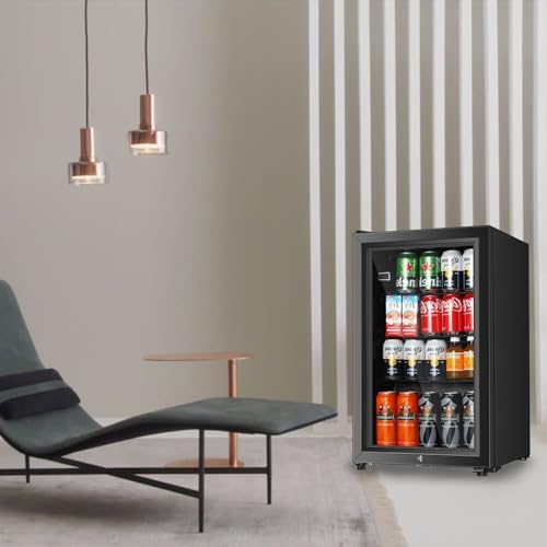 HAILANG Beverage Refrigerator, 2.3 Cu.Ft, Mini Fridge with Glass Door for Soda Beer, Freestanding Beverage Cooler for Office, Bar, Adjustable Shelving&Adjustable Foot - Image 6