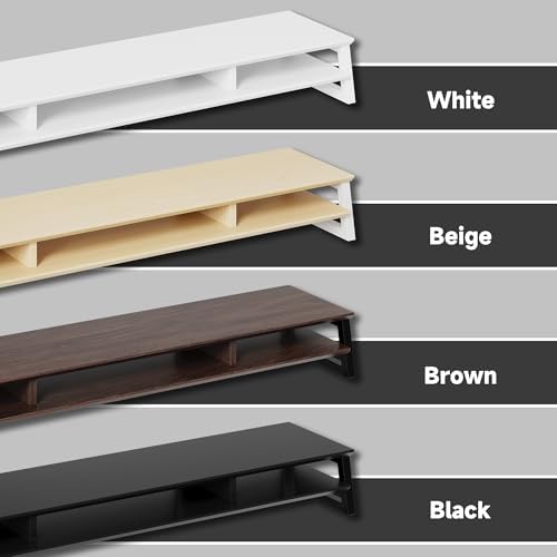 Dual Monitor Stand Riser for Desk, 41.7 Inch Large 2 Tier Computer Monitor Stand for 2 Monitors, Desktop Storage Organizer Shelf with Keyboard Space for Laptop PC Printer, Beige - Image 7