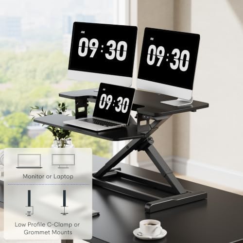 FLEXISPOT 32" Electric Standing Desk Converter, Motorized Sit to Stand Desk Riser, Height Adjustable Desktop Monitor and Laptop Workstation with Wide Keyboard Tray, Black - Image 7