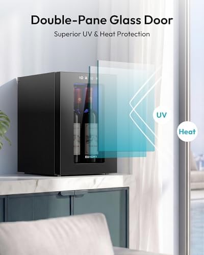 EUHOMY 18L Wine Fridge Mini Fridge, Freestanding Counter-top Wine Cooler - Image 6