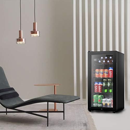 HAILANG Beverage Refrigerator, 3.2 Cu.Ft, Mini Fridge with Glass Door for Soda Beer, Freestanding Beverage Cooler for Office, Bar, Adjustable Shelving&Adjustable Foot - Image 6