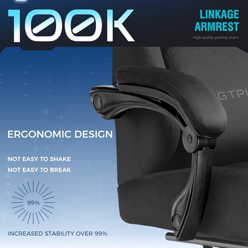 GTPLAYER Big and Tall Gaming Chair Fabric with Pocket Spring Cushion, High Back Ergonomic Computer Chair with Footrest for Adults Lumbar Support Swivel Game Chair for Office Gaming 350LBS, Black - Image 6
