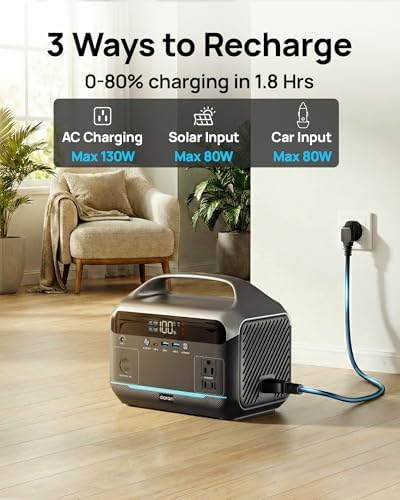 Portable Power Station 600W, 288Wh Solar Generator LiFePO4 Battery Backup, Power Bank with AC Outlet 110V, PD 100W Output Fast Charging for Home Use, Emergency, RV & Camping Essentials (1200W Surge) - Image 6