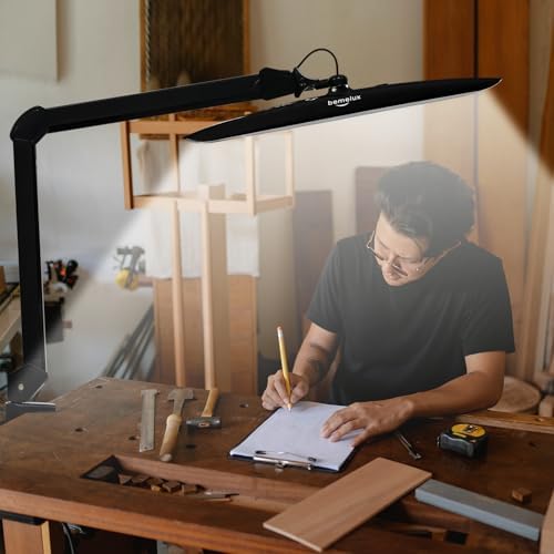 20-Inch LED Desk Lamp with Clamp, 24W 2200LM, Protected Arm, Black - Image 6