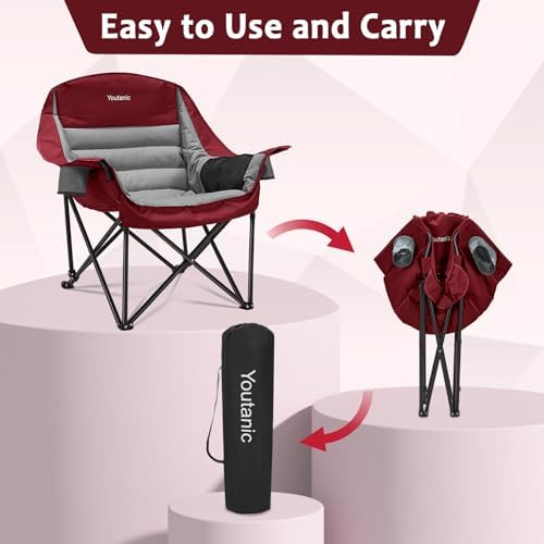 Youtanic Oversized Camping Chair, Portable Folding Camping Chairs - Image 6