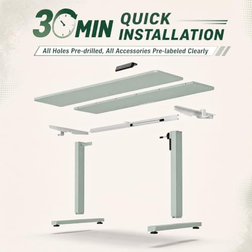 Grandder 55x32 Extra-Deep Electric Standing Desk, Wide Desktop Fits 49" Ultrawide Monitor Dual Screens, 176lbs Capacity, 2 Memory Presets, Anti Collision, Computer Desk for Home Office&Gaming, Green - Image 6