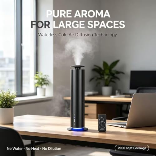 Scent Air Machine for Home & Office, Waterless Diffuser for Essential Oil, Cold Air Scent Diffuser with Bluetooth App Control, 5 Hotel Scents, Quiet & Cordless for Large Rooms, Black - Image 7