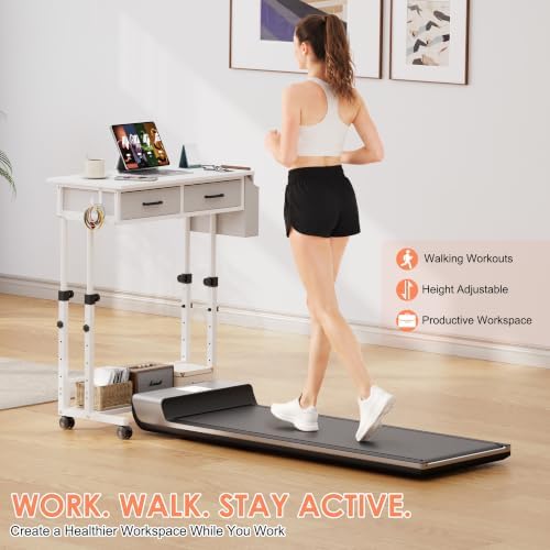 Standing Desk with Wheels, Adjustable Height Rolling Desk with 2 Drawers - Image 7