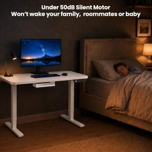 Electric Standing Desk, 32" x 24" Adjustable Height Sit Stand Desk, Small Space Workstation, Compact Computer Desk for Home Office, Stable Steel Frame (White) - Image 7