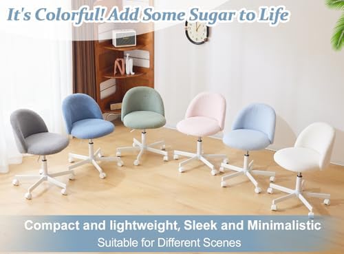 VINGLI Cute Candy Chair Armless Comfy Small Office Desk Vanity Chair with Wheels & Lumbar Support,Teddy Adjustable Rolling Swivel Computer Task Ch for Home Office,Bedroom,MintGreen - Image 6
