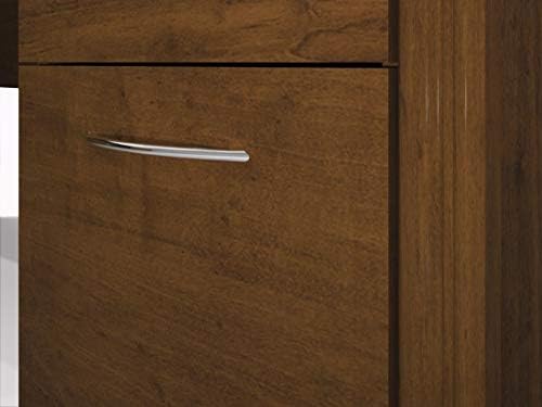 Bestar Embassy 66W U-Shaped Executive Desk with Pedestal and Hutch in Dark Chocolate - Image 7