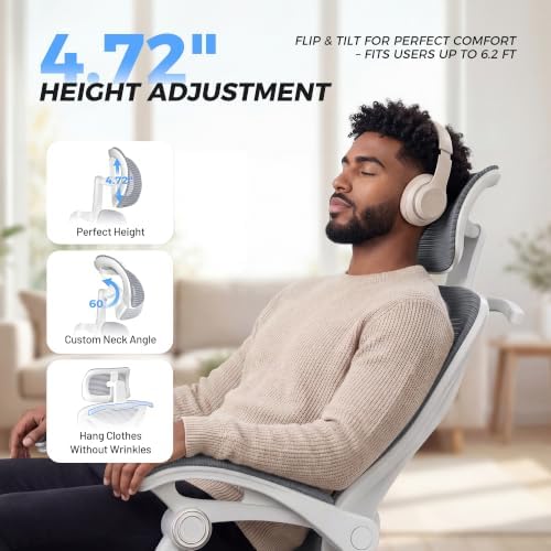CYKOV Ergonomic Office Chair with Footrest, Reclining Mesh Back, 350 Lbs - Image 7