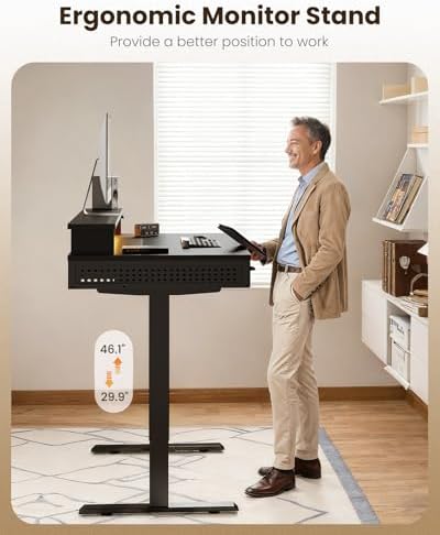OffiGo 48 Inch Electric Standing Desk with 3 Wood Drawers - Image 6