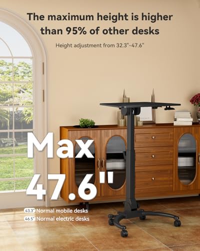 JOY worker Foldable Laptop Desk on Wheels, Adjustable Mobile Standing Desk - Image 6