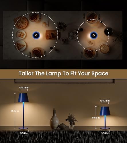 3 Pack Cordless Table Lamp, Portable Battery Operated Lamp with 3 Color Temps and Stepless Dimming, Rechargeable Table Lamp for Dinner, Desk, Cafe, Outdoor (Navy Blue) - Image 7