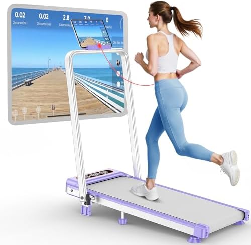 Treadmill Walking Pad with 15% Incline/Handle Bar/2 LED Display, 3.5HP Portable Treadmills for Home Small, Foldable Walking Pad Treadmill 350+lb Capacity, Smart App, 4 Adjustable Incline, RGB Light by RayspaceMakesFitnessEasy