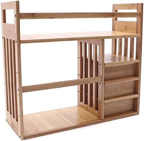 Bamboo Desk Organizer with 3 Drawers, Tabletop Storage Container, Desktop Organizer, Desk Bookshelf, Desktop Drawers for Countertop, Table Display Shelf, 19.7" L x 7.5" W x 17.7" H - Image 6