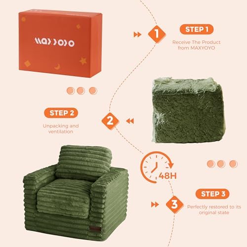MAXYOYO Kids Bean Bag Chair, Comfy Upholstered Bean Bag Sofa with Filler - Image 6