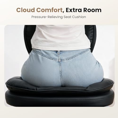 Extra-Wide & Tall Cross-Legged Office Chair – Deeply-Padded Cloud Seat, Ergonomic Back Support, Adjustable Height for ADHD & Meditation, Black - Image 6