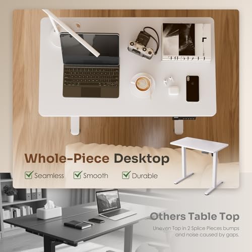 Monomi 35"x20" Small Electric Standing Desk,Whole Piece Desktop,White - Image 6