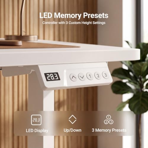 Claiks Electric Small Standing Desk, 32x19 Inch, White - Image 6