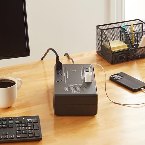 Amazon Basics UPS Battery Backup & Surge Protector, 600VA/360W, 8 Outlets, Standby Uninterruptible Power Supply, Power Outage Protection, Compact Design, Black - Image 7