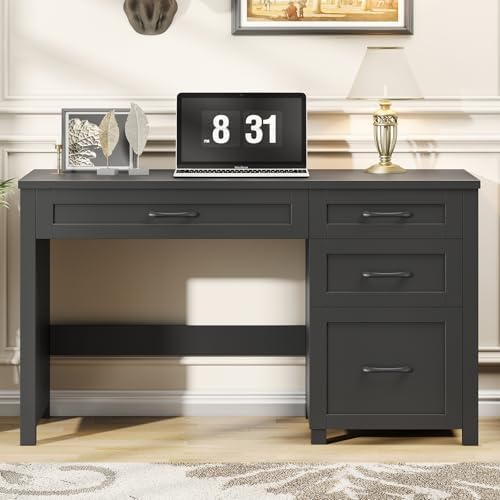 Farmhouse 47" Executive Desk, Computer Desk with File Drawer, Pure Black - Image 7