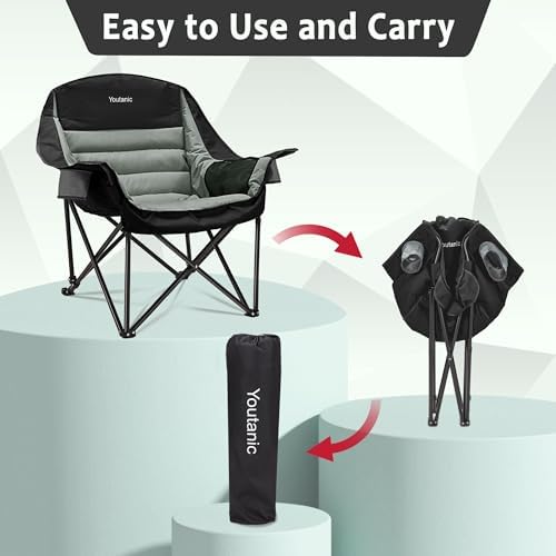 Youtanic Oversized Camping Chair, Portable Folding Camping Chairs - Image 6