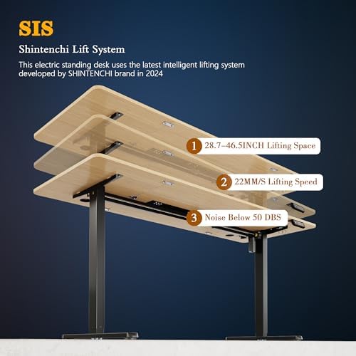 Shintenchi Standing Desk, 63x24 Inch Height Adjustable Electric Sit Stand up Desk, Ergonomic Rising Computer Table, Modern Lift Gaming Desk Workstation for Home Office, White - Image 7