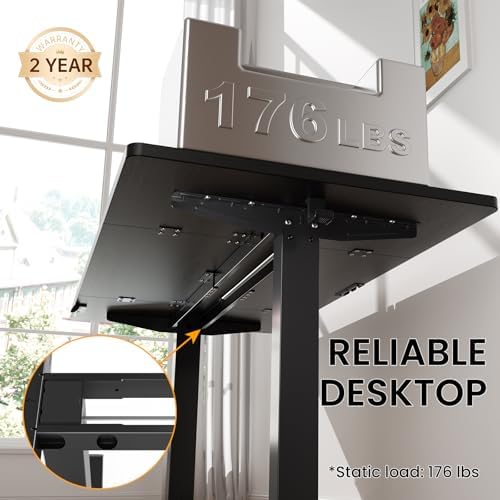Veken 63"x28" Wider Large Standing Desk, Electric Height Adjustable, Black - Image 7