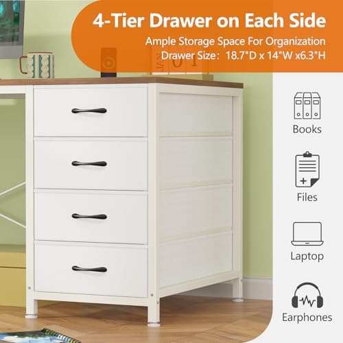 95" 2 Person Desk with 8 Fabric Drawers for Home Office, Living Room - Image 7