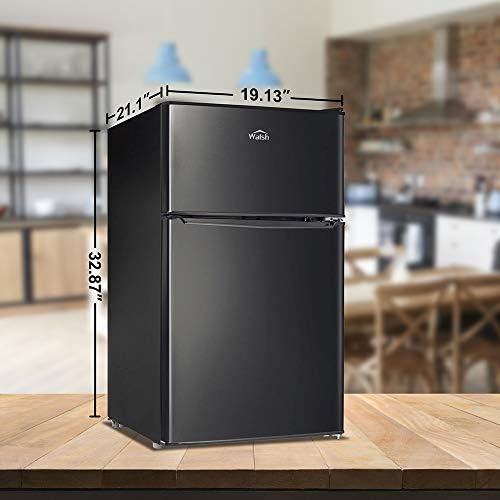 Walsh Compact Refrigerator, Dual Door Mini Fridge, Energy Efficient, Adjustable Mechanical Thermostat with Freezer, Reversible Doors with Leveling Front Legs, 3.1 Cu Ft, Black - Image 7
