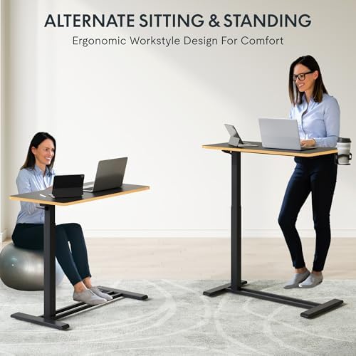 FLEXISPOT H7 32" Pneumatic Height-Adjustable Overbed Table with Wheels - Image 6
