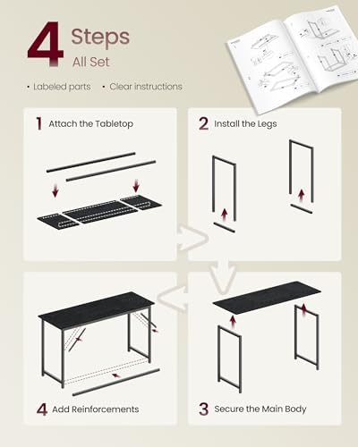 VASAGLE Computer Desk, Steel Frame Gaming Desk for Home Office, 55.1 Inch - Image 6