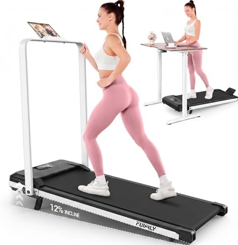 FUNMILY Upgrade Walking Pad Folding Treadmill with 12%/15% Incline & Handle Bar, 3.5HP Foldable Under Desk Compact Treadmills for Home/Office/Gym, 400+lb Capacity, Shock Absorption by FUNMILYSportsFitnessCardioTraining