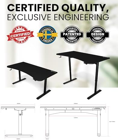 Arozzi Arena Moto Electric Standing Desk Pure Black - Image 6