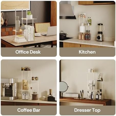 4-Tier Acrylic Desktop Bookshelf,15" W ×7.9" D ×22.8" H, Mini Desk Shelf for Top of Desk, Clear Tabletop Shelf Organizer for Home Office Supplies & Accessories, Easy Assembly - Image 7