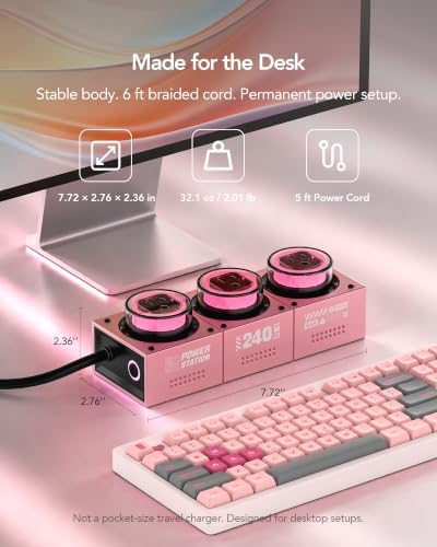 MFish E-Tank 7-in-1 Desktop Charging Station, 240W Max GaN USB-C Charger - Image 7