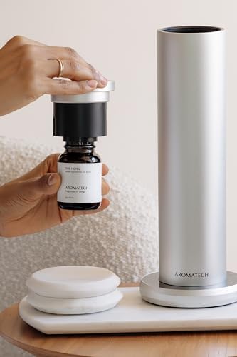 AromaTech New AroMini BT Plus Scent Diffuser w/Bluetooth – Cold-Air Diffusion Scent Machine for Home, Office, Hotel, Spa – Nebulizing Diffusion System for Essential Oil Blends (Silver) - Image 6