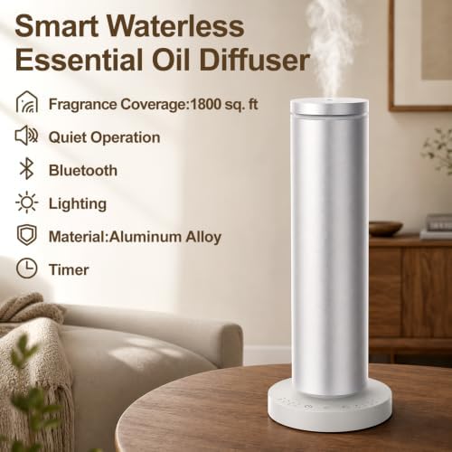 COFUN Waterless Essential Oil Diffuser, Wireless, Aluminum Housing, Silver - Image 6