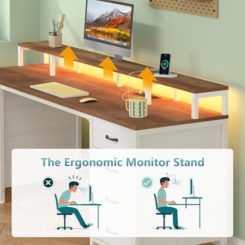 60" Computer Desk with 8 Drawers & Monitor Stand for Home Office, Bedroom - Image 7