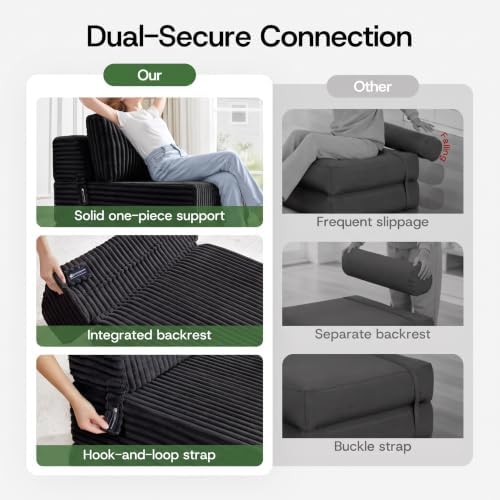 Folding Sofa Bed Convertible 4 in 1 Sleeper Chair Black Twin - Image 7