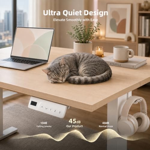 Claiks Electric Standing Desk 40x24 Inch Adjustable Desk, Nature - Image 7