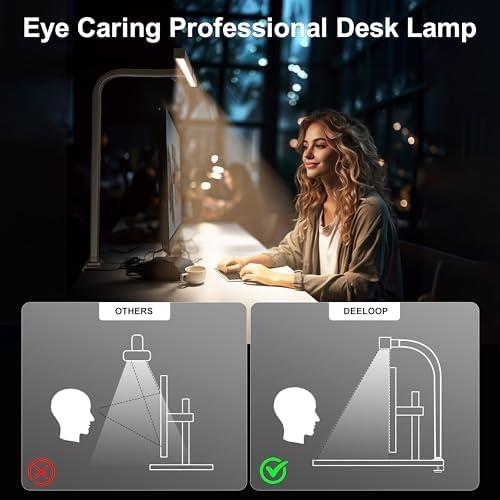deeloop 80cm Ultra-Long LED Desk Lamps,24W Bright Architect Desk Lamp for Home Office, Infinite Dimming Office Light with Memory Function, Tall Desk Light with Clamp for Reading Working Monitor - Image 6