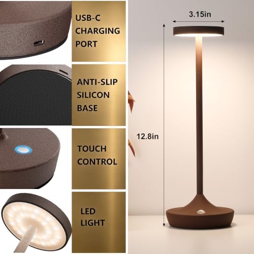 2 Pack Rechargeable Cordless Table Lamps 6000mAh LED Battery Table Light - Image 6