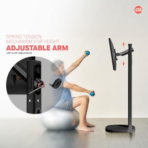 CTA Ergonomic Floor Stand for Monitors & TV’s Up to 35-inches & 22 lbs - Mobile Stand with Anti-Knockdown Base & Height Adjustable - Commercial Grade - Black - (ADD-MSADFSB) - Image 7